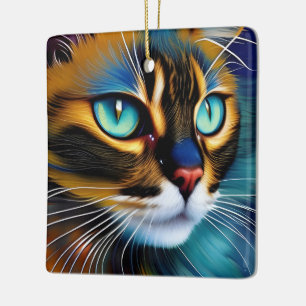 Ornement En Céramique Le visage d'un mignon Lynx pointe Siamese