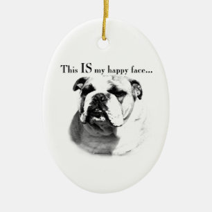 Ornement En Céramique Le visage joyeux de Bulldog