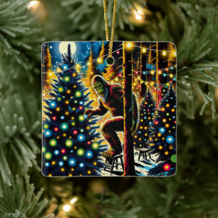 Ornement En Céramique Légendaire Noël Bigfoot Personnalisé