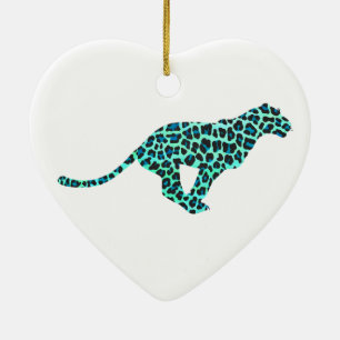 Ornement En Céramique Léopard noir et Turquoise