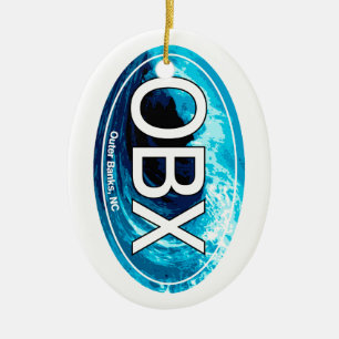 Ornement En Céramique Les banques externes d'OBX ondulent l'ovale