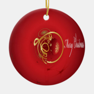 Ornement En Céramique Les cloches de Noël rouges Jingle ont un beau jour