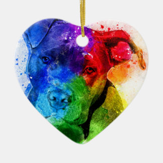Ornement En Céramique Les couleurs de l'amour sont un Pitbull