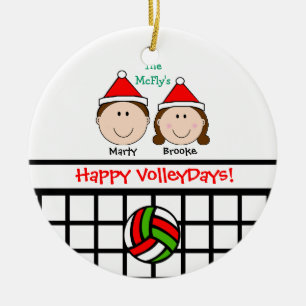 Ornement En Céramique Les couples ęr de volleyball personnalisent
