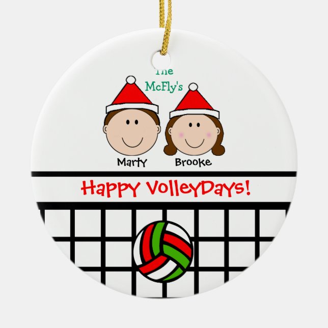 Ornement En Céramique Les couples ęr de volleyball personnalisent (Devant)