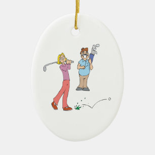 Ornement En Céramique Les couples qui jouent au golf ensemble restent