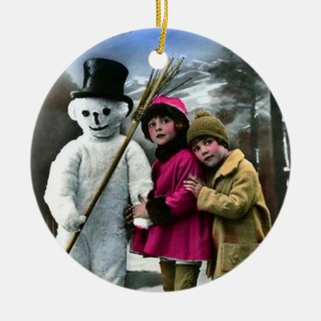 ORNEMENT EN CÉRAMIQUE LES ENFANTS AVEC LA NEIGE (Devant)