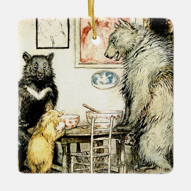 Ornement En Céramique "Les trois ours" par Arthur Rackham (Devant)