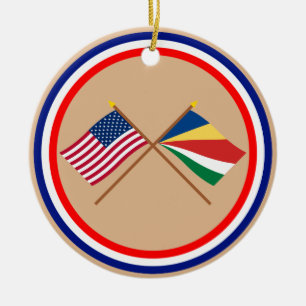 Ornement En Céramique Les USA et drapeaux croisés par Seychelles