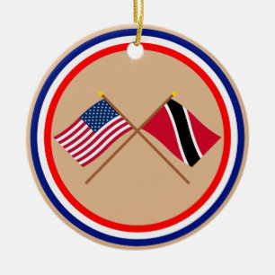 Ornement En Céramique Les USA et le Trinidad et les drapeaux croisés pa