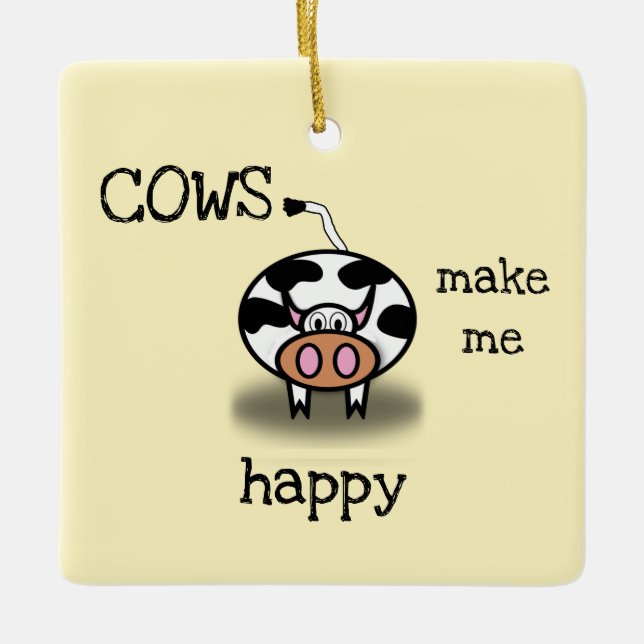 Ornement En Céramique Les vaches me rendent heureux (Devant)