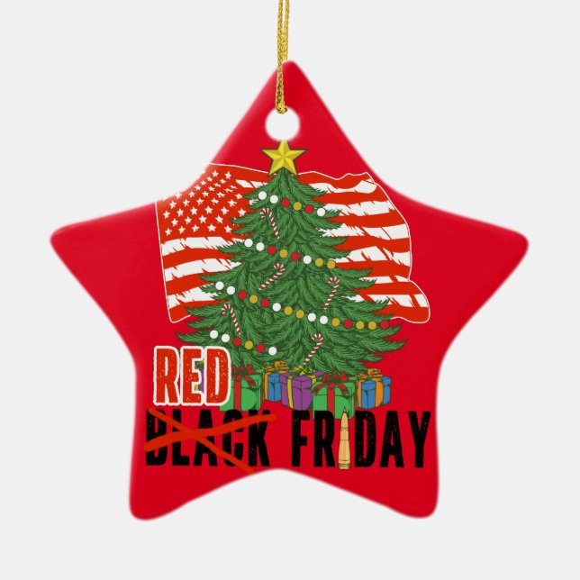 Ornement En Céramique Les vendredis rouges Noël Arbre militaire Drapeau  (Devant)