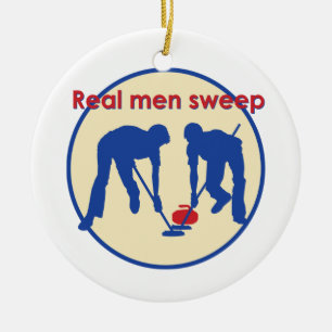 Ornement En Céramique Les vrais hommes balaient ! Curling