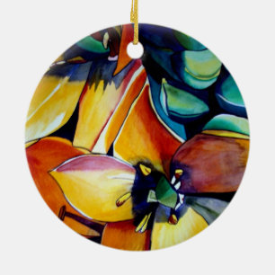 Ornement En Céramique L'étoile jaune de Bethléem l'aquarelle de fleurs