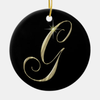 Ornement En Céramique Lettre d'or G Monogramme Tige d'ornement initial