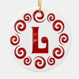 Ornement En Céramique Lettre L rouge de monogramme