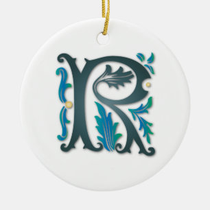 Ornement En Céramique Lettre R monogramme