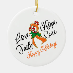 Ornement En Céramique Leukemia Hope Love Cure Happy Holidays