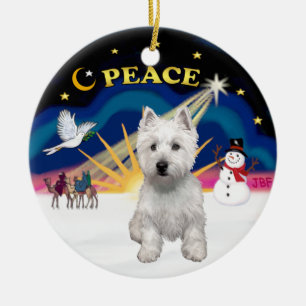 Ornement En Céramique Lever de Noël - West Highland Terrier