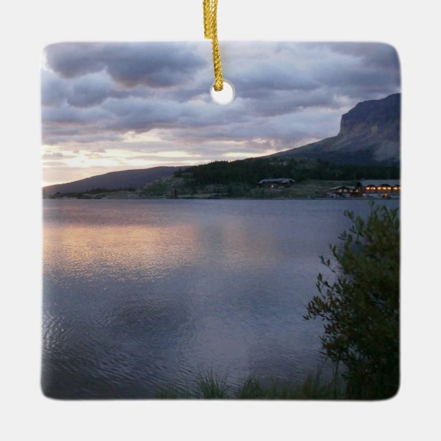 Ornement En Céramique Lever du soleil au lac Swiftcurrent I (Devant)