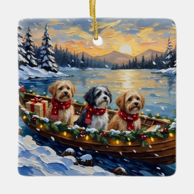 Ornement En Céramique Lhasa Apso Christmas Boat Holiday (Devant)