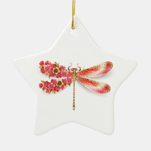 Ornement En Céramique libellule de fleurs avec sakura de bijoux