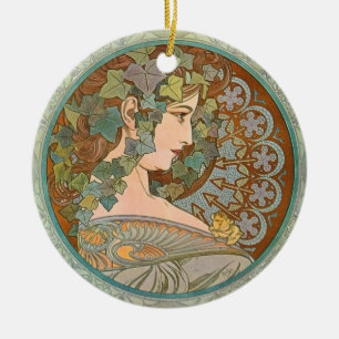 Ornement En Céramique "Lierre" par l'ornement d'Alphonse Mucha