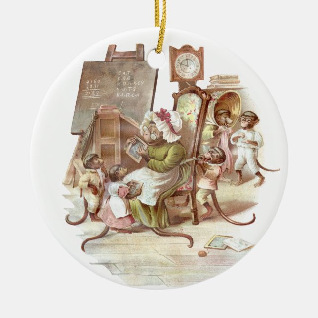 Ornement En Céramique L'illustration de cru d'école de singe (Devant)