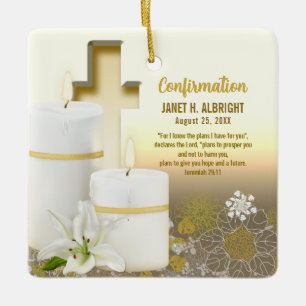 Ornement En Céramique Lily Candle Cross