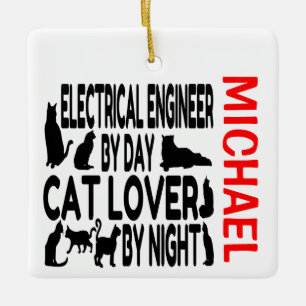 Ornement En Céramique L'ingénieur électrique aime les chats CUSTOM