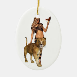 Ornement En Céramique Lion Girl