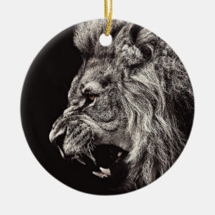 Ornement En Céramique Lion homme en colère