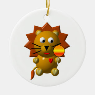 Ornement En Céramique Lion mignon avec la lucette !