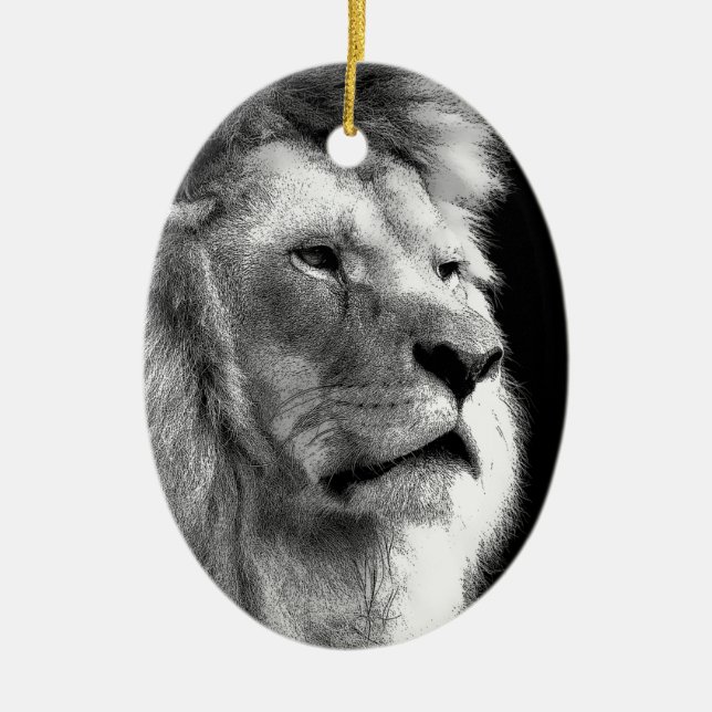 Ornement En Céramique Lion noir blanc (Devant)
