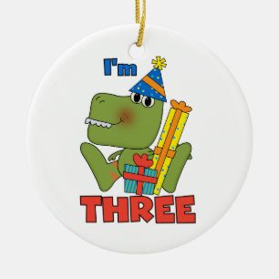 Ornement En Céramique Little Dino 3ème Anniversaire Tshirts et cadeaux