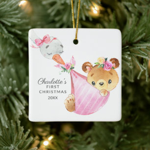 Ornement En Céramique Livraison spéciale Bébé's premier Ours de Noël