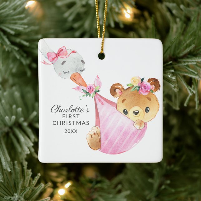 Ornement En Céramique Livraison spéciale Bébé's premier Ours de Noël (Arbre)