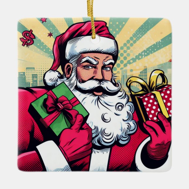 Ornement En Céramique Livre de bande dessinée Père Noël/Noël (Devant)