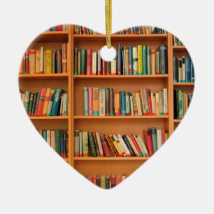 Ornement En Céramique Livres sur Arrière - plan de bibliothèque
