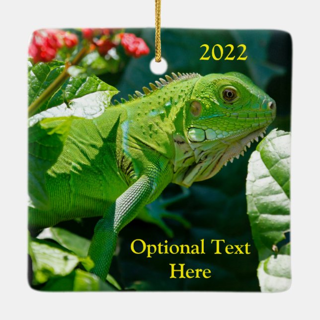 Ornement En Céramique Lizard vert Iguana personnalisé (Dos)