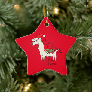 Ornement En Céramique Llama Christmas Enfants mignonne Drôle