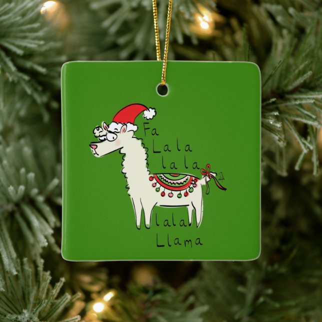 Ornement En Céramique Llama Christmas Enfants mignonne Drôle (Arbre)