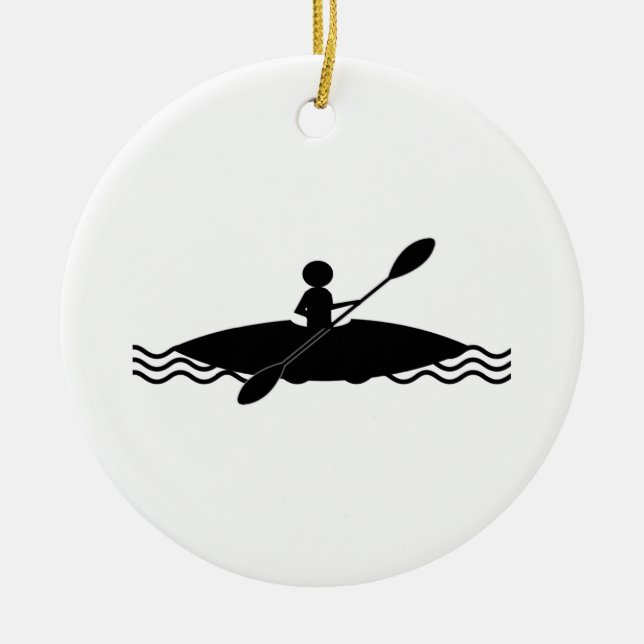 Ornement En Céramique Logo d'homme de bâton de kayak (Devant)