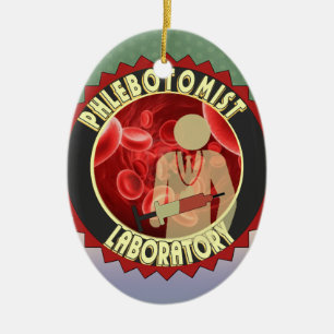 ORNEMENT EN CÉRAMIQUE LOGO DU SANG DU PHLÉBOTOMISTE