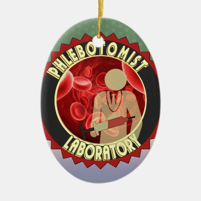 ORNEMENT EN CÉRAMIQUE LOGO DU SANG DU PHLÉBOTOMISTE (Devant)