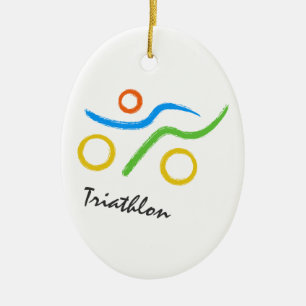 Ornement En Céramique Logo du triathlon
