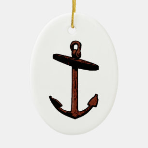 Ornement En Céramique Logo vintage d'Ancre de bateau
