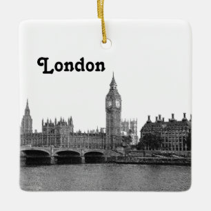 Ornement En Céramique Londres Angleterre Royaume-Uni Skyline Etché