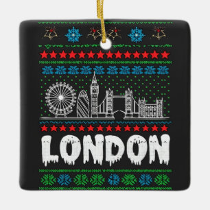 Ornement En Céramique Londres festif Royaume-Uni Noël laid