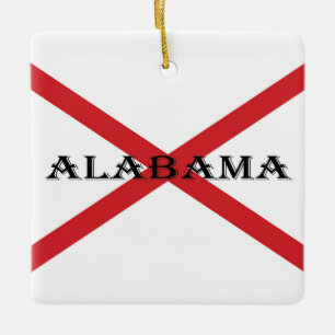 Ornement En Céramique L'ornement Carré de l'Alabama et du drapeau cn